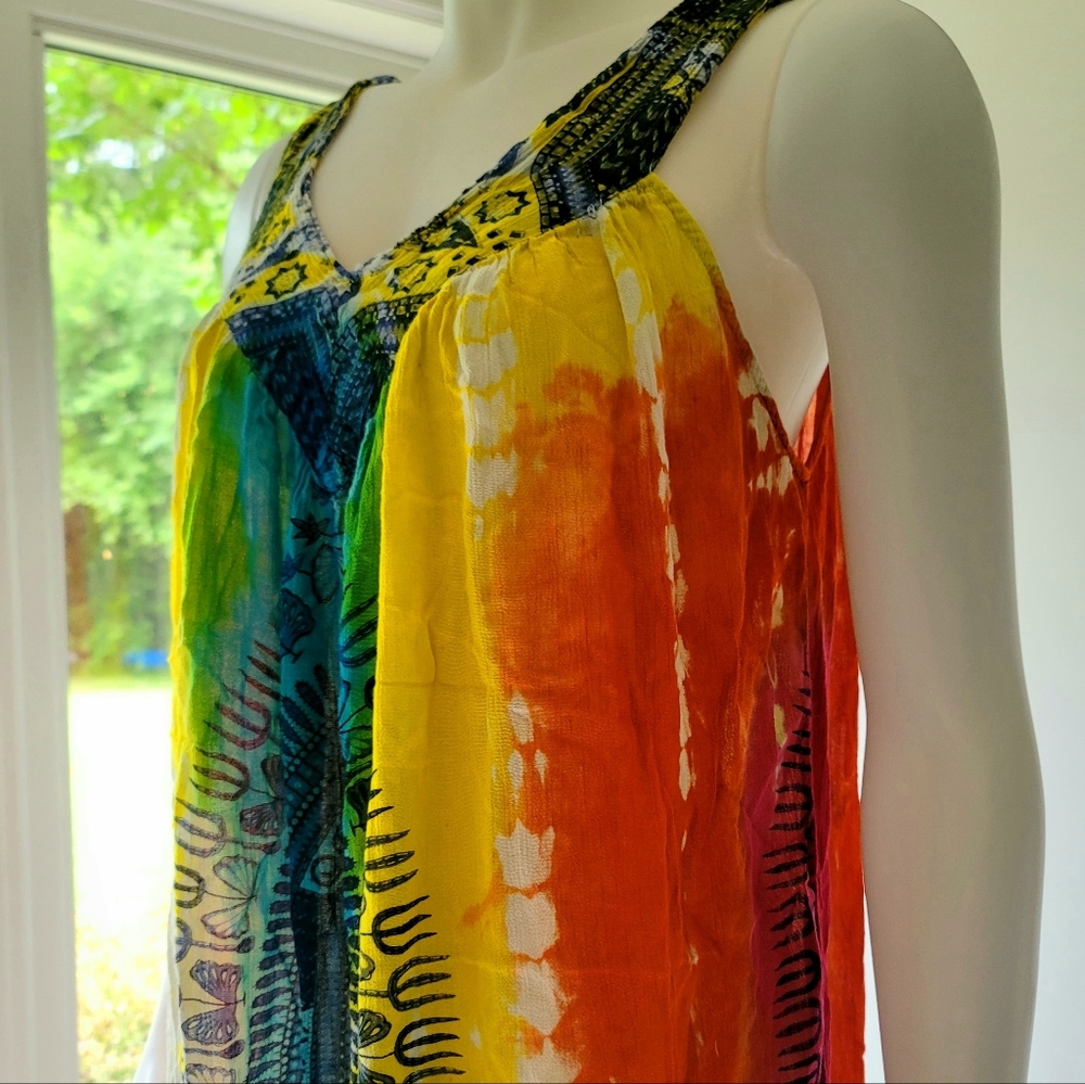 In Gear Resort Tie-Dye Multicolor Boho Sleeveless Dress